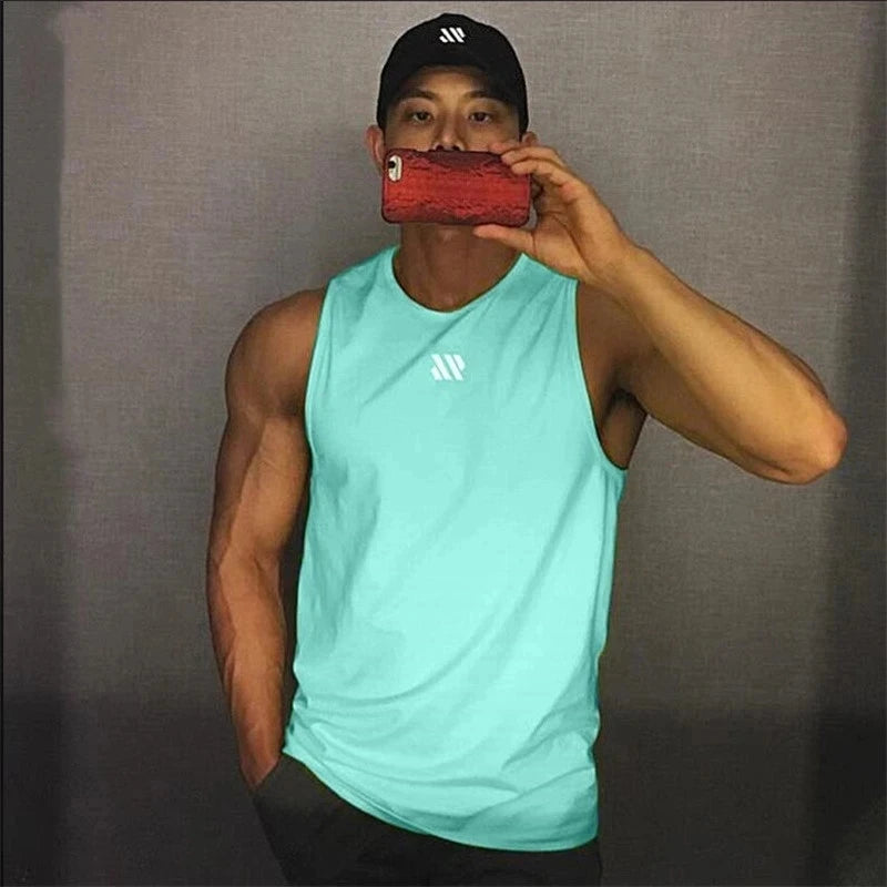 2024 Mens Fitness Gyms Tank Top Men Fitness Sleeveless Shirt Male Mesh Breathable Sports Vest Undershirt Gyms Running Vest Men