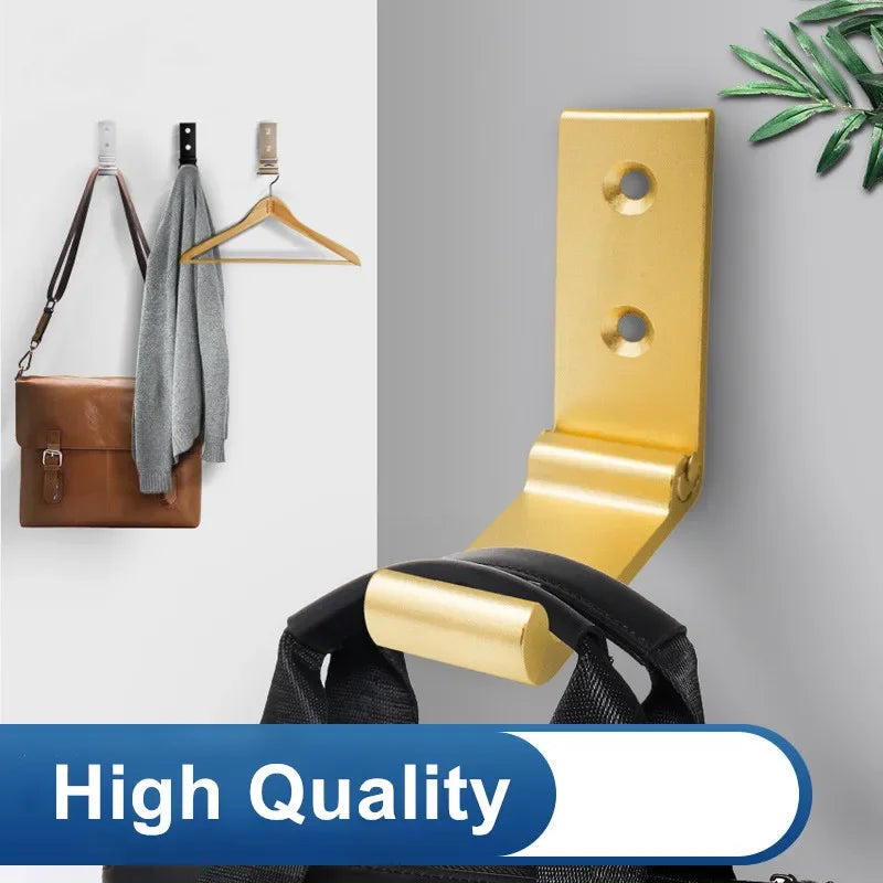 2pcs Folding Wall Invisible Hook for Clothing Aluminum Gold Coat Door Wall Hanger Bathroom Key Home Organizer Door Hooks