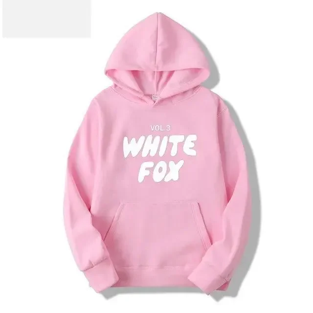 2024 new Autumn and Winter Sweater Men's Women's WHITE FOX Letter Printing Male Female Students Hooded Trendy