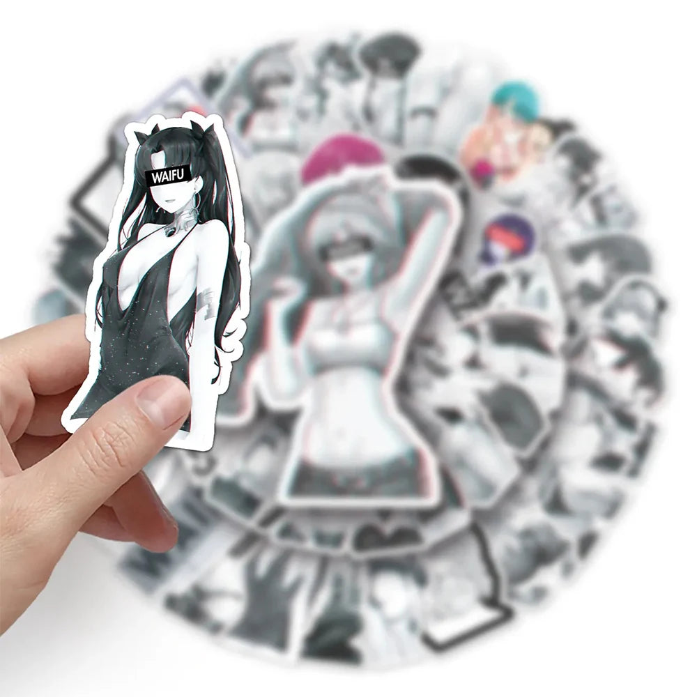 Waifu-inspired 50 Anime Girl Stickers-Waterproof Graffiti Decals for Laptop Car