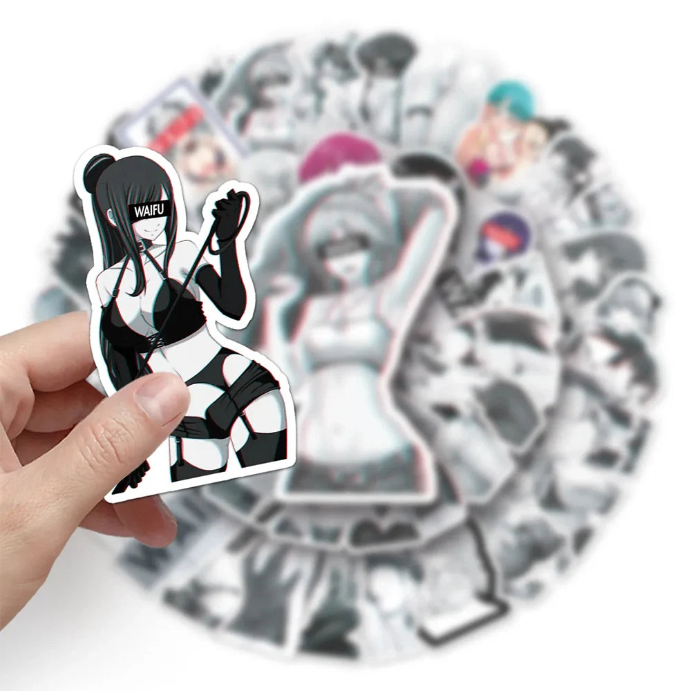 Waifu-inspired 50 Anime Girl Stickers-Waterproof Graffiti Decals for Laptop Car