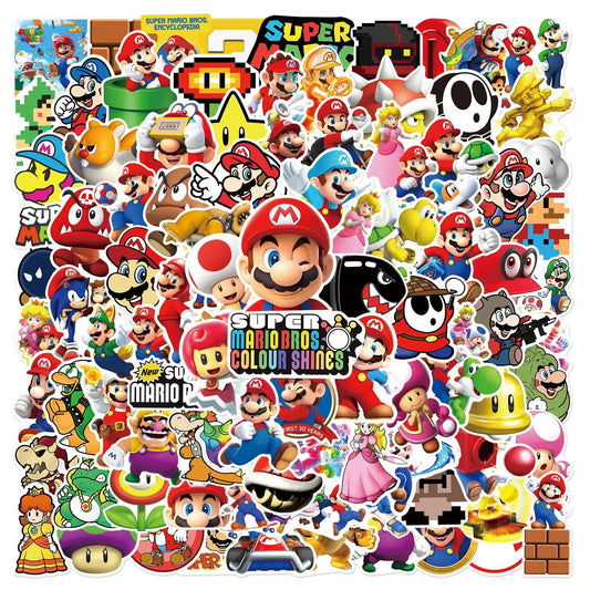 Super Mario Bros Stickers-100 pcs-Mario Luigi Yoshi-Fun Colorful Gaming Decals