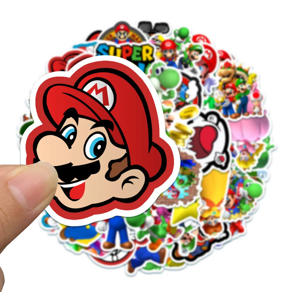 Super Mario Bros Stickers-100 pcs-Mario Luigi Yoshi-Fun Colorful Gaming Decals