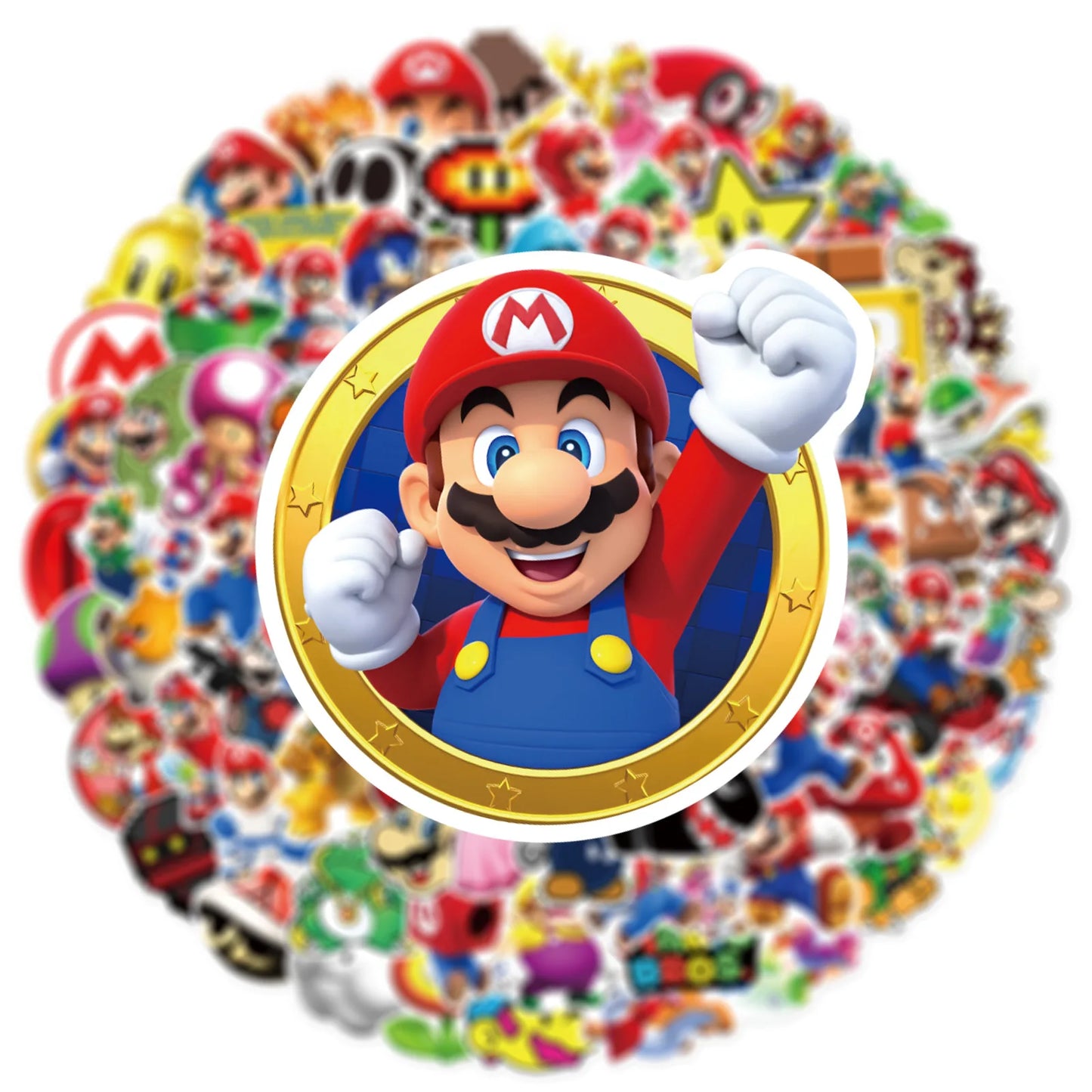 Pegatinas de Super Mario Bros-100 piezas-Mario Luigi Yoshi-Divertidas calcomanías coloridas para juegos 