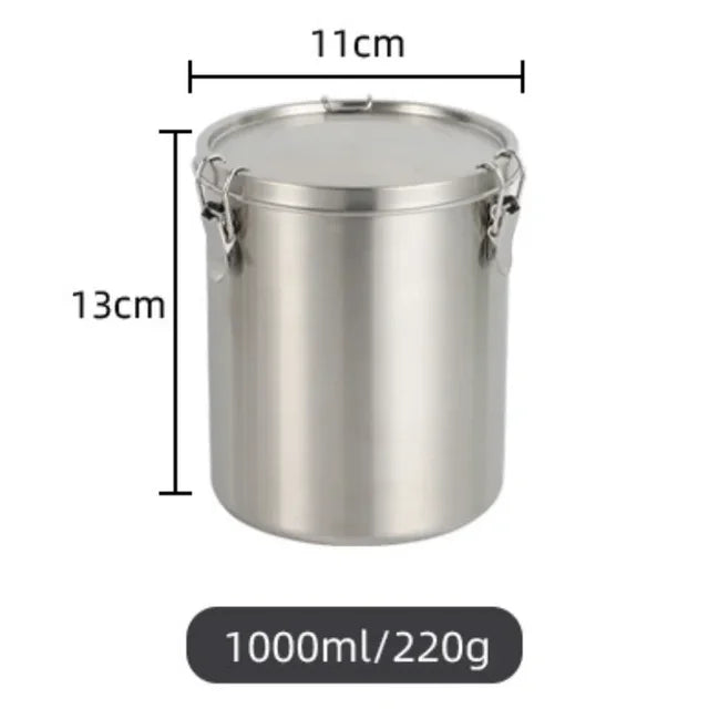 520/1000/1600/2500ml Stainless Steel Tanks Sealed Pasta Fruit Cereal Multigrain Tea Coffee Kitchen Food Storage Containers