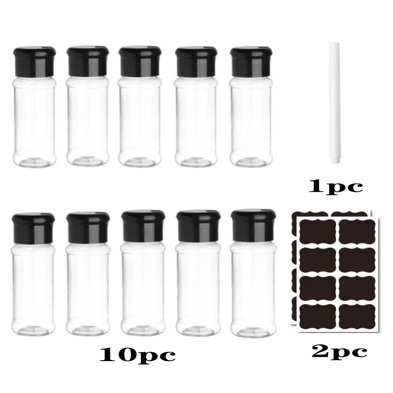 Bouteilles d'assaisonnement en plastique de 100ml, pot à condiments, boîtes à sel et à poivre pour Gadget de cuisine, organisateur d'outils, conteneur de stockage