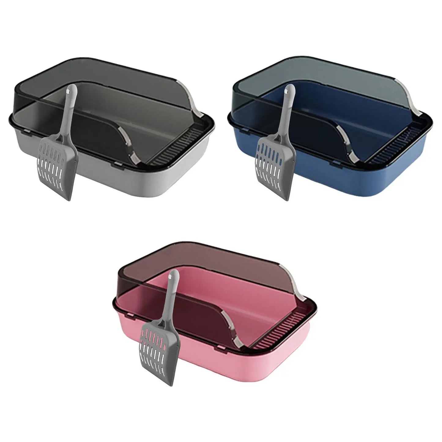 Open Top Cat Litter Box Removable with Cat Litter Shovel with High Side Cat Toilet for Small Medium Large Cats Small Pets