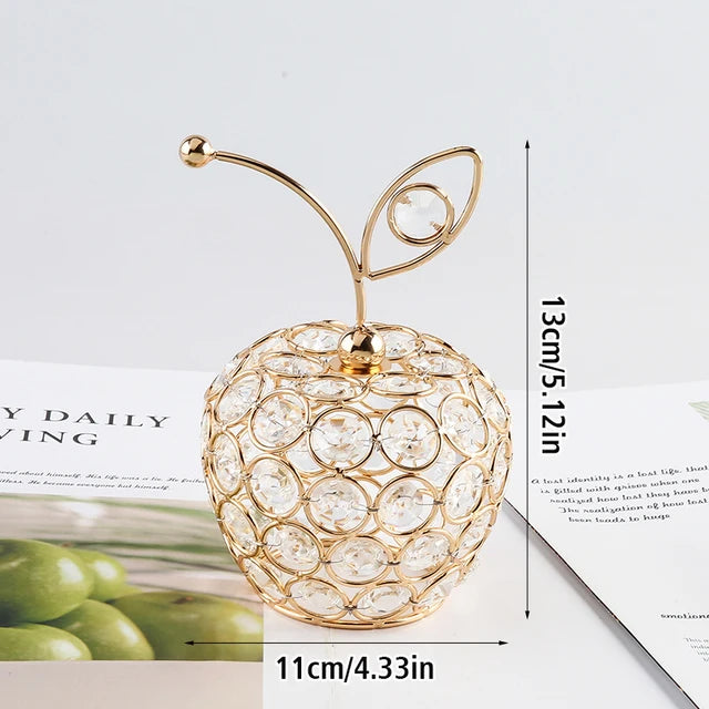 3D Crystal Crafts Pear Apple Ornament Home Wedding Decor Gifts Shiny Rhinestone Crystal Table Centerpiece Decor Photography Prop