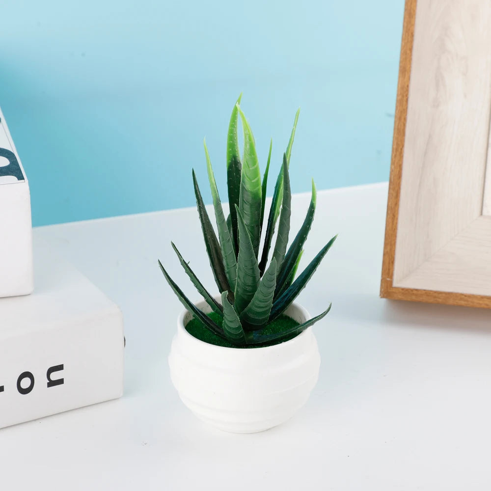 Simulación de plantas suculentas en macetas, bonsái de Aloe Artificial de plástico, escalera al aire libre, adornos de decoración para el hogar y la Oficina