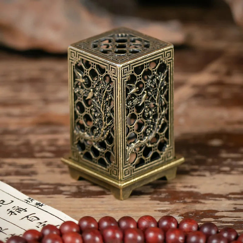 Square Vertical Incense Burner Xiangyun Alloy Incense Holder Indoor Aromatherapy Home Ornament Chinese Plum Inense Burners