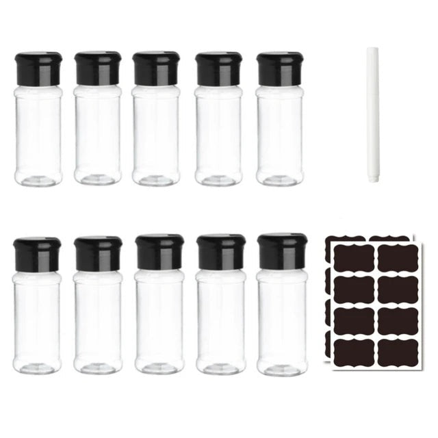 Botellas agitadoras de plástico para especias, tarros para condimentos, cajas de sal y pimienta para utensilios de cocina, organizador de herramientas, contenedor de almacenamiento, 100ML