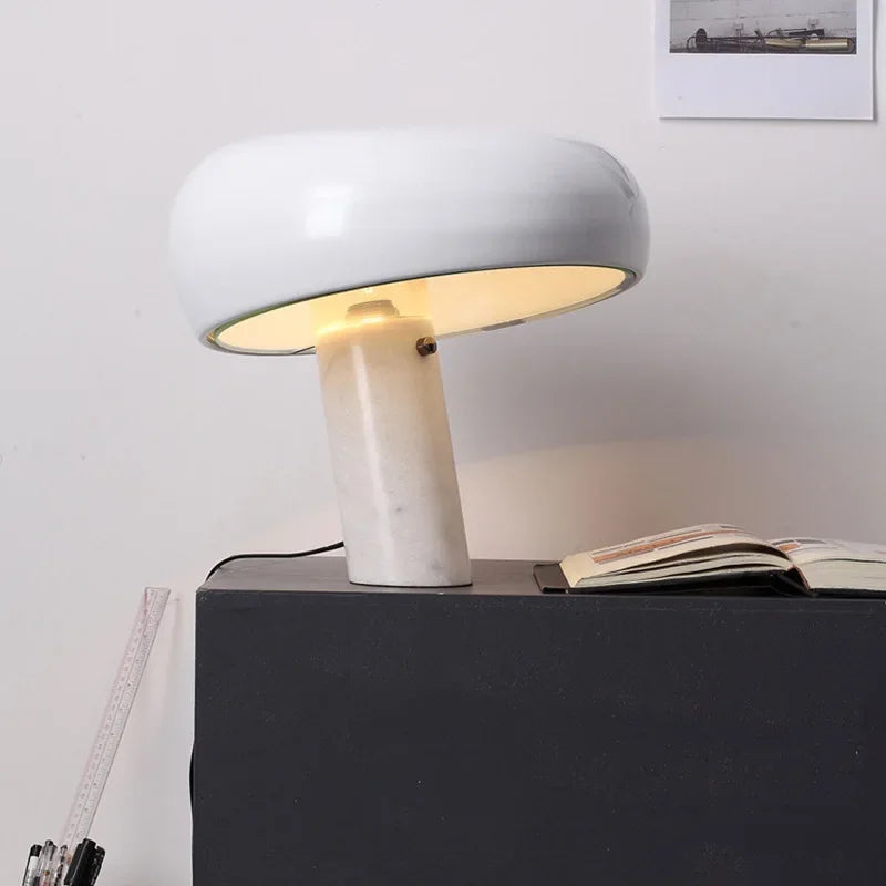 Italian Designer Mushroom Lamp Nordic Marble Table Lamp For Villa Study Room Parlor Indoor Creative LED Bedroom Bedside Lamp