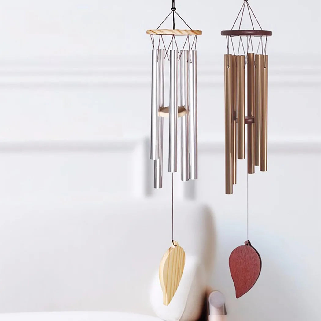 Carillons éoliens porte-bonheur, pendentif cloche à 6 Tubes pour la décoration de la maison, son clair et élégant, adapté à une utilisation intérieure et extérieure