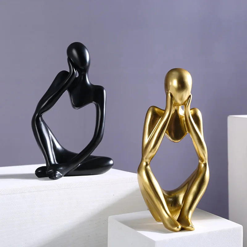 Estatuas abstractas del pensador de Color arena, esculturas de Yoga, estatuilla nórdica para sala de estar, decoración del hogar, adornos de escritorio Maison