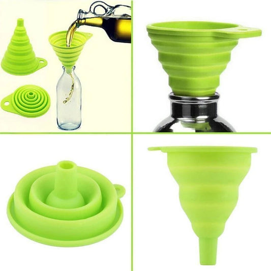 1pc Mini Silicone Gel Foldable Collapsible Style Funnel Hopper Kitchen Tool (Color: Random)