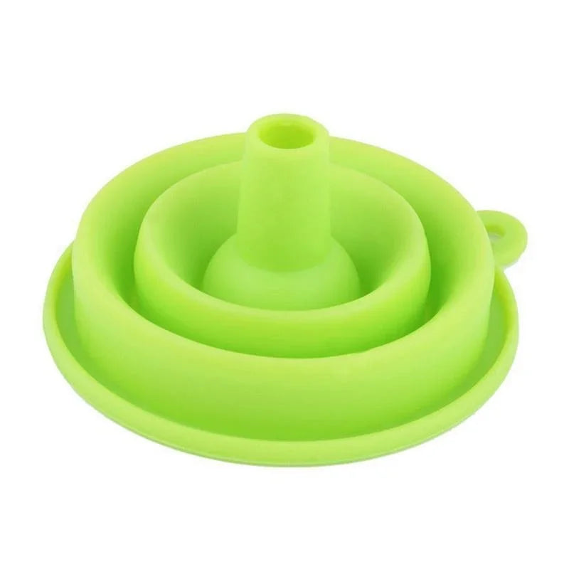 1pc Mini Silicone Gel Foldable Collapsible Style Funnel Hopper Kitchen Tool (Color: Random)