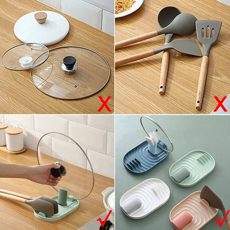 1pcs Polychrome Foldable Nordic Style Pot Holder Lid Shovel Storage Rack Practical Multifunctional Utensils for Kitchen Supplies