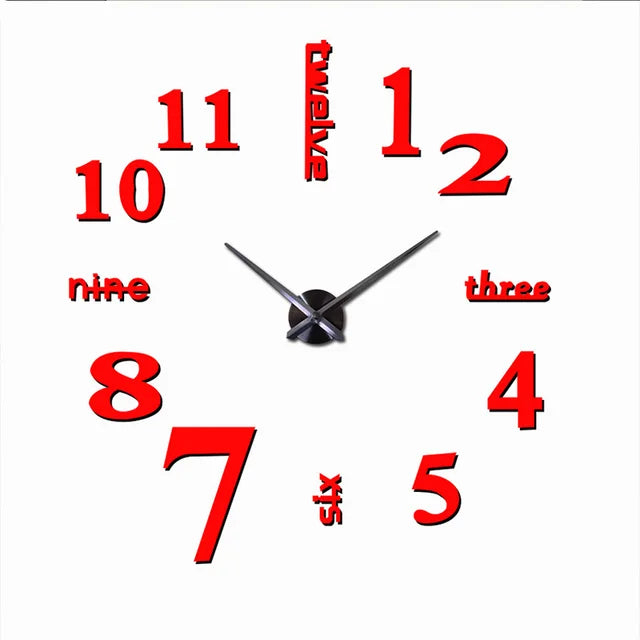 Modern Design Large Wall Clock 3D DIY Quartz Clocks Fashion Watches Acrylic Mirror Stickers Living Room Home Decor Horloge 40-90cm