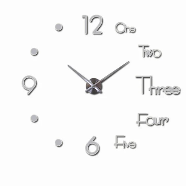 Modern Design Large Wall Clock 3D DIY Quartz Clocks Fashion Watches Acrylic Mirror Stickers Living Room Home Decor Horloge 40-90cm