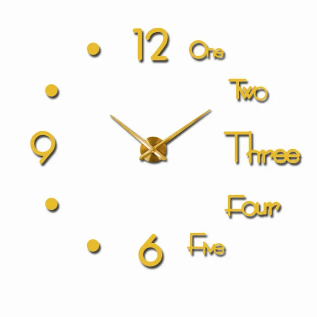 Modern Design Large Wall Clock 3D DIY Quartz Clocks Fashion Watches Acrylic Mirror Stickers Living Room Home Decor Horloge 40-90cm