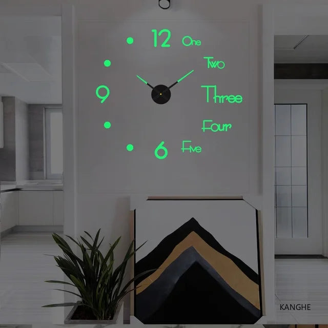 Reloj de pared grande de diseño moderno, relojes de cuarzo 3D DIY, relojes de moda, pegatinas de espejo acrílico, decoración del hogar para sala de estar, reloj de 100-130cm