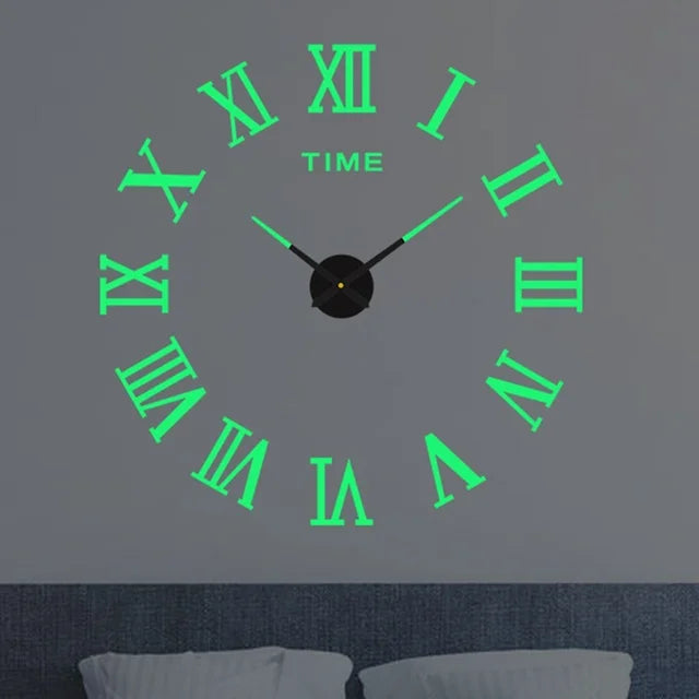 Reloj de pared grande de diseño moderno, relojes de cuarzo 3D DIY, relojes de moda, pegatinas de espejo acrílico, decoración del hogar para sala de estar, reloj de 40-90cm