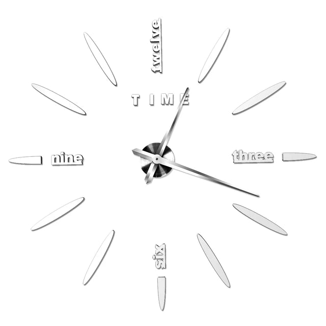 Reloj de pared grande de diseño moderno, relojes de cuarzo 3D DIY, relojes de moda, pegatinas de espejo acrílico, decoración del hogar para sala de estar, reloj de 40-90cm