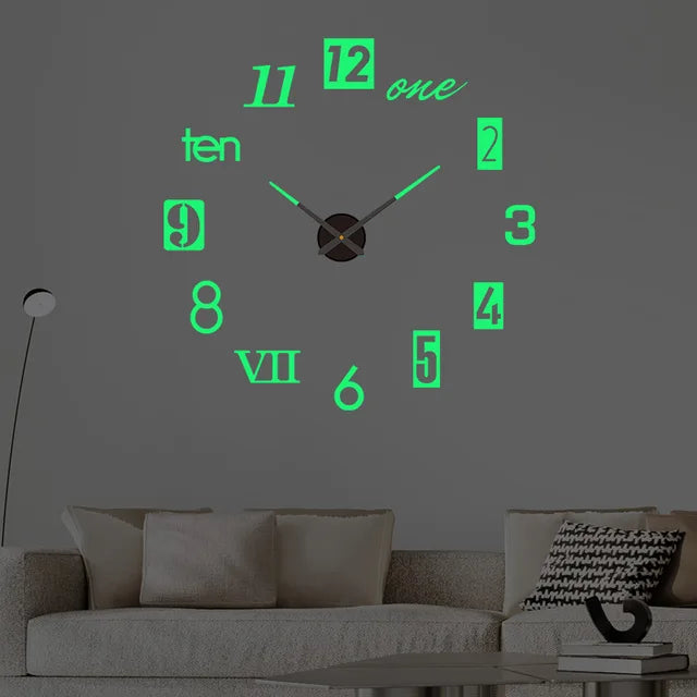 Design moderne grande Horloge murale 3D bricolage horloges à Quartz montres de mode acrylique miroir autocollants salon décor à la maison Horloge 100-130 cm