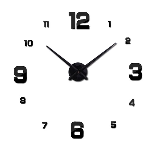 Reloj de pared grande de diseño moderno, relojes de cuarzo 3D DIY, relojes de moda, pegatinas de espejo acrílico, decoración del hogar para sala de estar, reloj de 40-90cm