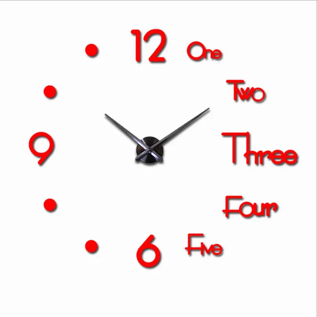 Modern Design Large Wall Clock 3D DIY Quartz Clocks Fashion Watches Acrylic Mirror Stickers Living Room Home Decor Horloge 40-90cm