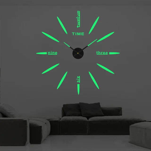 Reloj de pared grande de diseño moderno, relojes de cuarzo 3D DIY, relojes de moda, pegatinas de espejo acrílico, decoración del hogar para sala de estar, reloj de 100-130cm