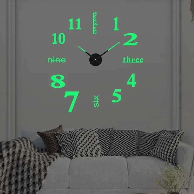 Reloj de pared grande de diseño moderno, relojes de cuarzo 3D DIY, relojes de moda, pegatinas de espejo acrílico, decoración del hogar para sala de estar, reloj de 40-90cm