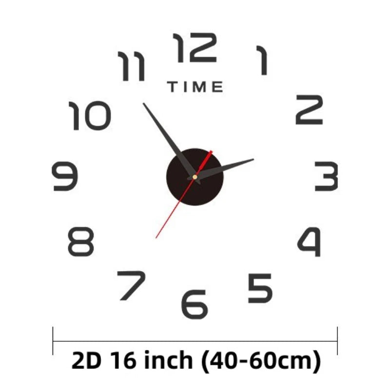 Reloj de pared grande de diseño moderno, relojes de cuarzo 3D DIY, relojes de moda, pegatinas de espejo acrílico, decoración del hogar para sala de estar, reloj de 40-90cm