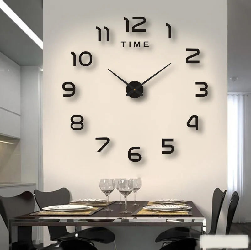 Reloj de pared grande de diseño moderno, relojes de cuarzo 3D DIY, relojes de moda, pegatinas de espejo acrílico, decoración del hogar para sala de estar, reloj de 100-130cm