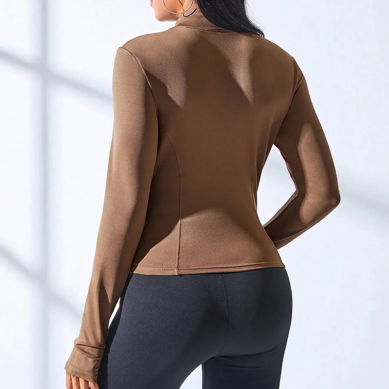 New Yoga Coat Short Sports Jacket WOMEN'S Fitness Clothes Slimming Body Sculpting Zipper Yoga Jacket