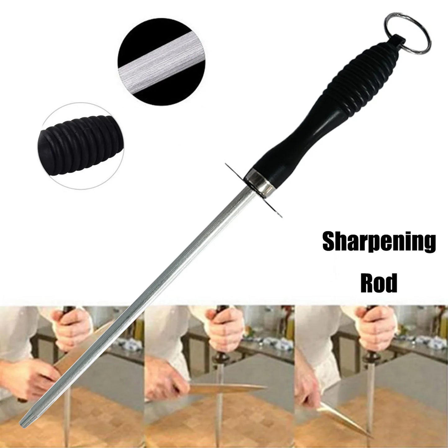 26cm Professional Carbon Steel Knife Sharpener Rod Durable Knife Grinder With ABS Handle Sharpening Blade Rod Knife Kitchen Tool