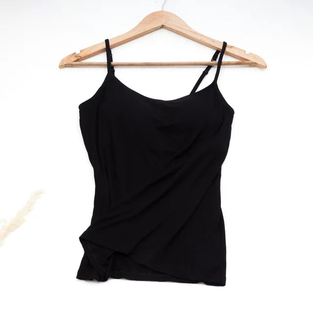 Women Camisole Vest Underwear Summer Soft Tank Top Bra Spaghetti Strap Modal Sling Breathable Padded Female Comfort Camisole