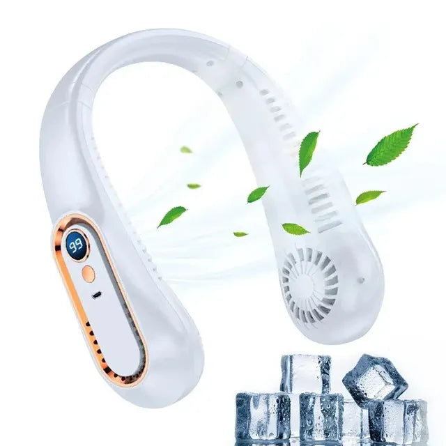 Mini ventilateur sans pales pour le cou, Ultra longue durée de vie, Portable, silencieux, paresseux, chargeur USB, pour étudiants, sport, bureau, affichage numérique, puissance 5 vitesses