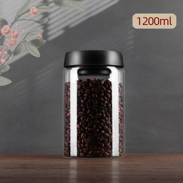 GIANXI Vacuum Sealed Jug Coffee Beans Glass Airtight Canister Food Grains Candy Keep Fresh Storage Jar Kitchen Accessories