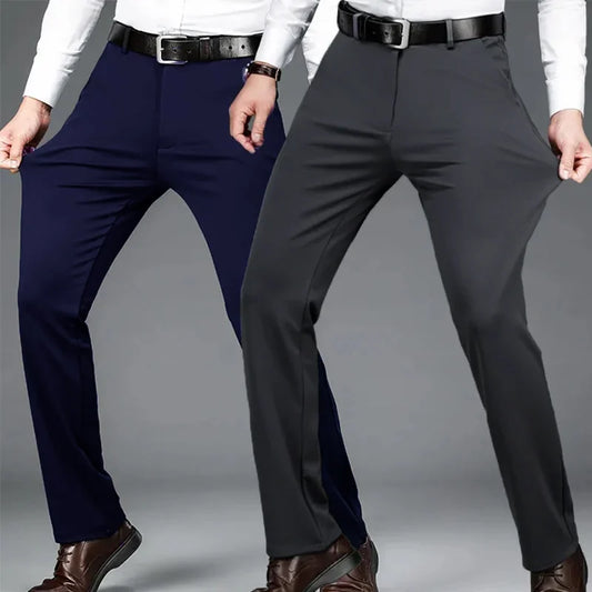 29-42 Men's Summer Thin Fashion Business Casual Suit Pants Long Pants Men's Elastic Straight Sleeve Formal Pants Plus Size