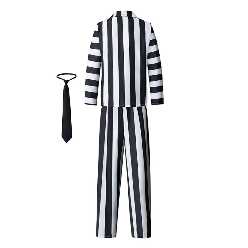 Explosive Hades Master Beetle Juice Beetle Juice 2 Adult Black and White Pattern Role Playing Costume