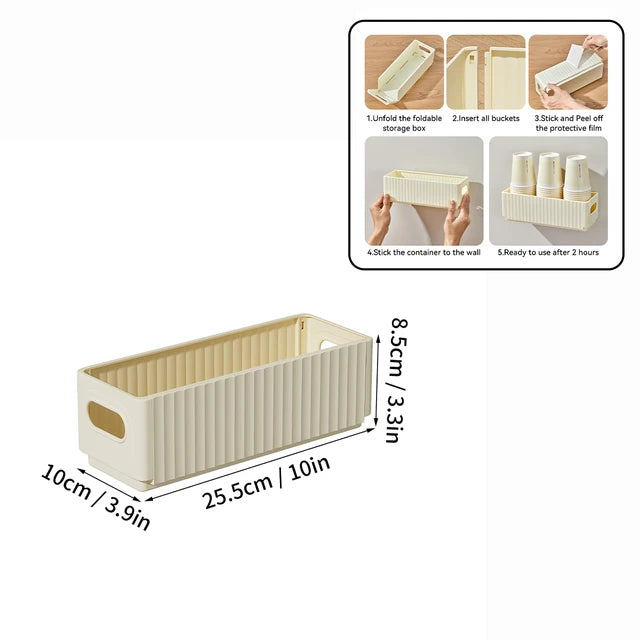 WORTHBUY – boîte de rangement multifonctionnelle en plastique pour cuisine, boîte de rangement pour armoire murale sans poinçon pour accessoires de cuisine