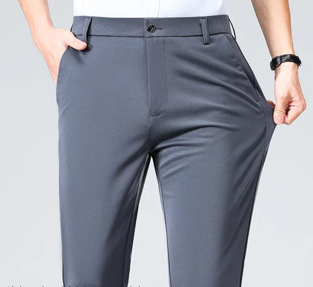 29-42 Men's Summer Thin Fashion Business Casual Suit Pants Long Pants Men's Elastic Straight Sleeve Formal Pants Plus Size