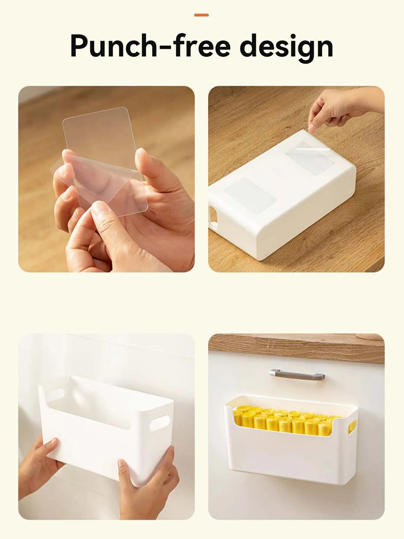 WORTHBUY-organización de almacenamiento de cocina de plástico multifuncional, caja de almacenamiento para gabinete montada en la pared sin perforaciones, accesorios de cocina