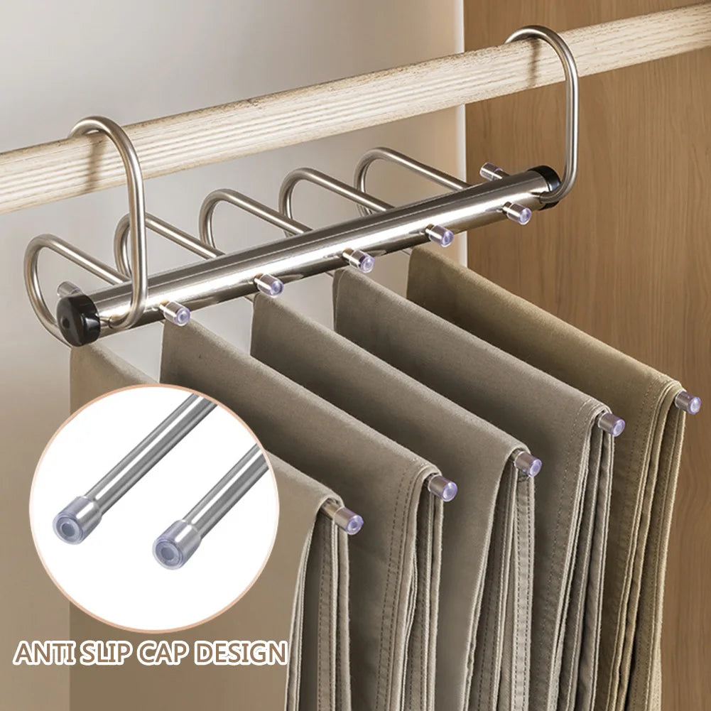 Multi-Function Magic Pants Hangers 5/9 Layer Trouser Hanger Space-Saving Clothing Closet Storage Organiser Hook For Home Use