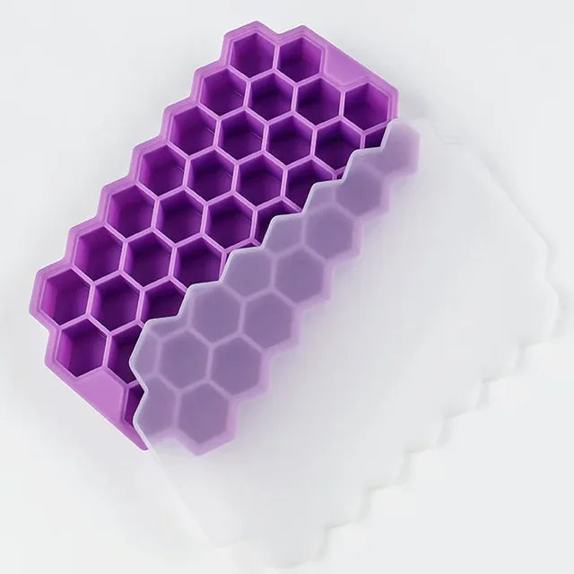 Plateaux à glaçons en nid d'abeille à 37 cavités, moule à glaçons en Silicone réutilisable sans BPA, machine à glaçons avec couvercles amovibles