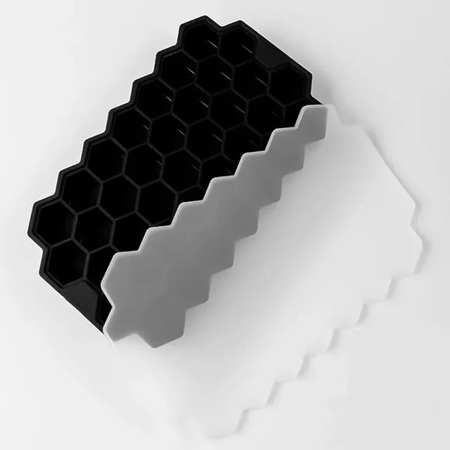 Bandejas para cubitos de hielo en forma de panal de 37 cavidades, molde de silicona reutilizable para cubitos de hielo, máquina para hacer hielo sin BPA con tapas extraíbles