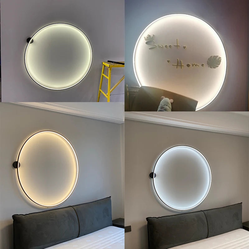 Nouveau moderne Led noir or cercle applique chambre décoration mur Led lampe salon fond applique murale