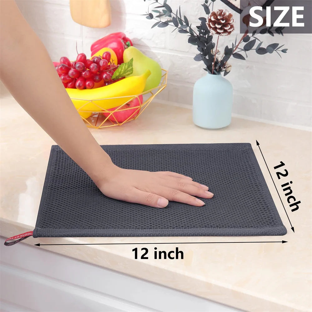 Homaxy Cotton Kitchen Towel Waffle Weave Wash Dishcloth Kitchen Cloths Soft Absorbent Dish Cloth Hand Towels Cleaning Kitchen