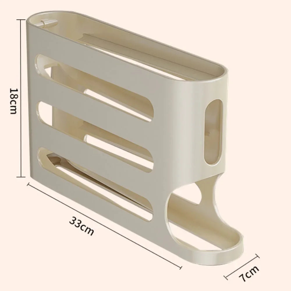 Estante rodante automático de 4 capas para huevos, caja para almacenamiento de huevos para nevera, contenedor, dispensador de huevos para refrigerador de cocina, organizador para nevera